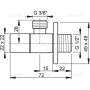 Угловой четырехгранный вентиль AlcaPlast ARV002 1/2"x3/8"