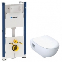 Инсталляция Geberit 458.126.00.1 + унитаз Geberit Smyle rimfree (500.215.01.1+500.232.01.1)