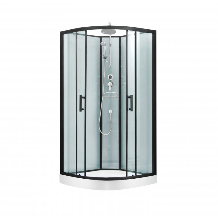 Набор Lidz душевой бокс Majatek SB90x90.BLA.LOW.TR, стекло прозрачное 5 мм + поддон Kupala
