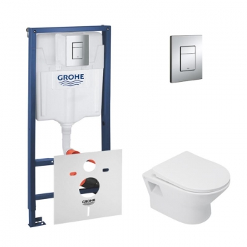 Набор инсталляция 4 в 1 Grohe Rapid SL 38772001 + унитаз з сиденьем Qtap Lark QT0331159W