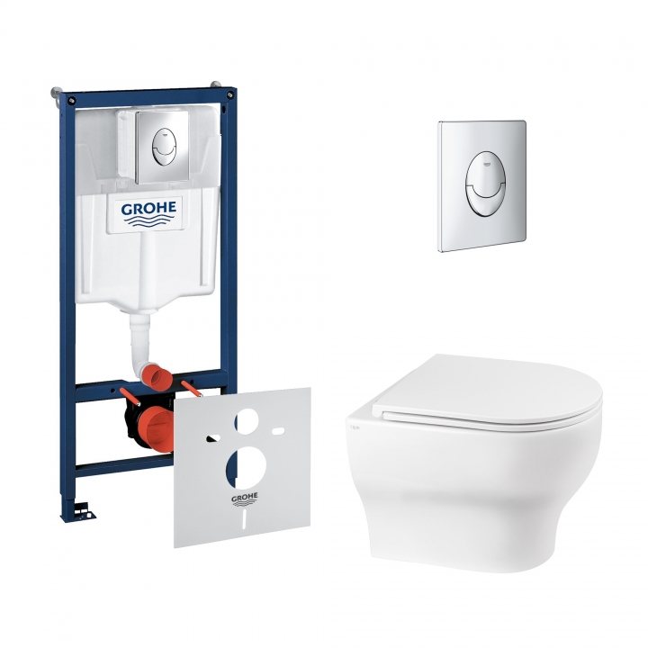 Набор инсталляция 4 в 1 Grohe Rapid SL 38721001 + унитаз с сиденьем Qtap Aries QT0333063ERW