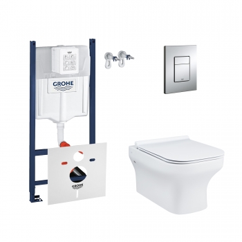 Набор инсталляция 4 в 1 Grohe Rapid SL 3884000G + унитаз с сиденьем Qtap Cardinal QT0433C660HW