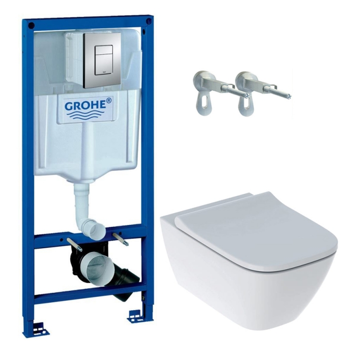 Инсталляция 3 в 1 Grohe Rapid SL 38772001 + унитаз Geberit Smyle Square Rimfree с крышкой Soft-Close (500.683.00.2)