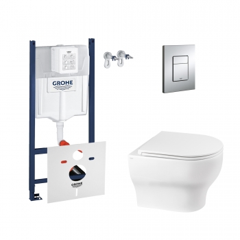 Набор инсталляция 4 в 1 Grohe Rapid SL 3884000G + унитаз с сиденьем Qtap Aries QT0333063ERW