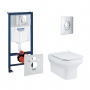 Набор инсталляция 4 в 1 Grohe Rapid SL 38721001 + унитаз с сиденьем Qtap Cardinal QT0433C660HW