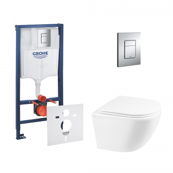 Набор инсталляция 4 в 1 Grohe Rapid SL 38772001 + унитаз с сиденьем Qtap Robin QT1333046ERW