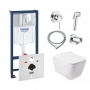 Комплект инсталляция Grohe Rapid SL 38721001 + унитаз с сиденьем Qtap Crow QT05335170W + набор для гигиенического душа со смесителем Grohe BauClassic 111048