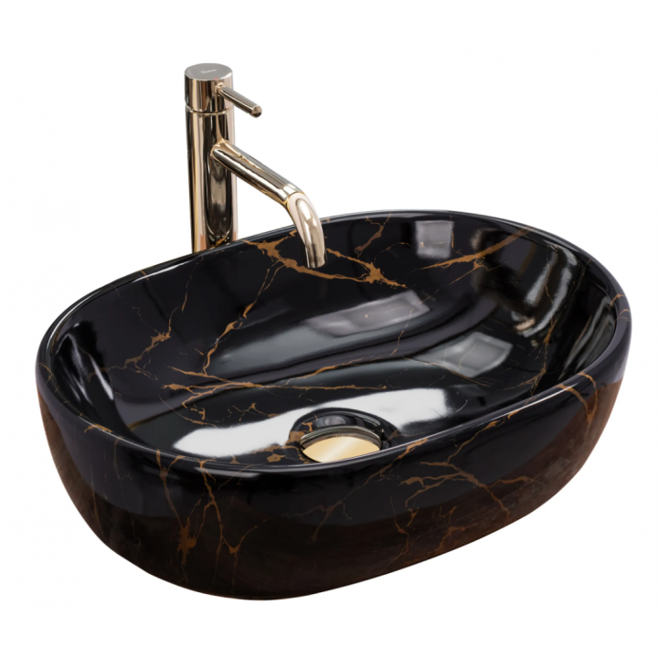 Умывальник (раковина) REA AMELIA BLACK MARBLE SHINY накладной черный