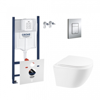 Набор инсталляция 4 в 1 Grohe Rapid SL 3884000G + унитаз с сиденьем Qtap Robin QT1333046ERW