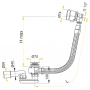 Сифон для ванны AlcaPlast A562KM-100, с напуском воды через перелив, металл (длина 80 см)