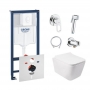 Комплект инсталляция Grohe Rapid SL 38722001 + унитаз с сиденьем Qtap Crow QT05335170W + набор для гигиенического душа со смесителем Grohe BauLoop 111042