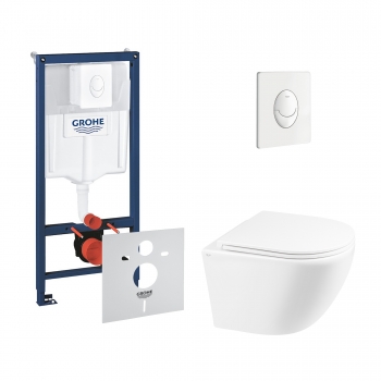 Набор инсталляция 4 в 1 Grohe Rapid SL 38722001 + унитаз с сиденьем Qtap Robin QT1333046ERW