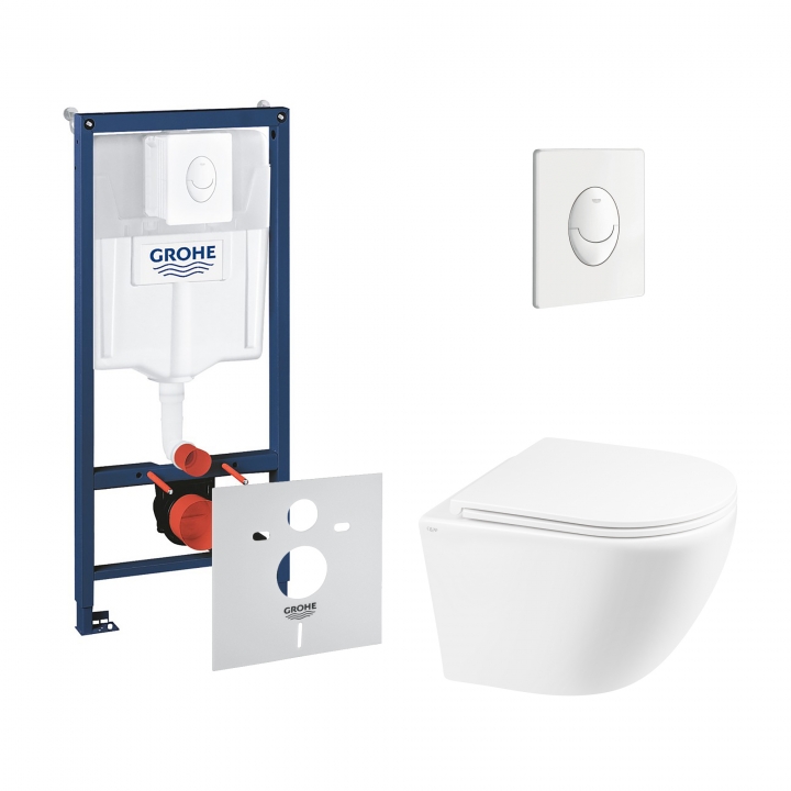 Набор инсталляция 4 в 1 Grohe Rapid SL 38722001 + унитаз с сиденьем Qtap Robin QT1333046ERW