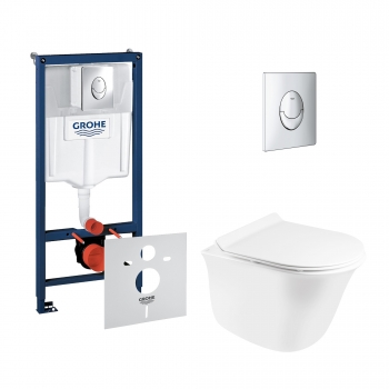 Набор инсталляция 4 в 1 Grohe Rapid SL 38721001 + унитаз с сиденьем Qtap Virgo QT1833051ERW