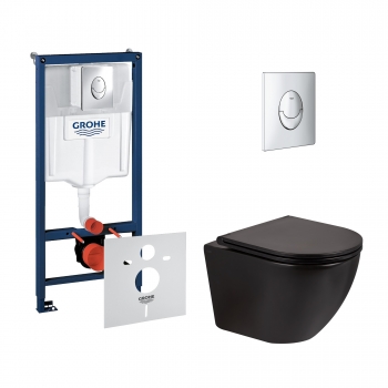 Набор инсталляция 4 в 1 Grohe Rapid SL 38721001 + унитаз с сиденьем Qtap Robin QT1333046ERMB