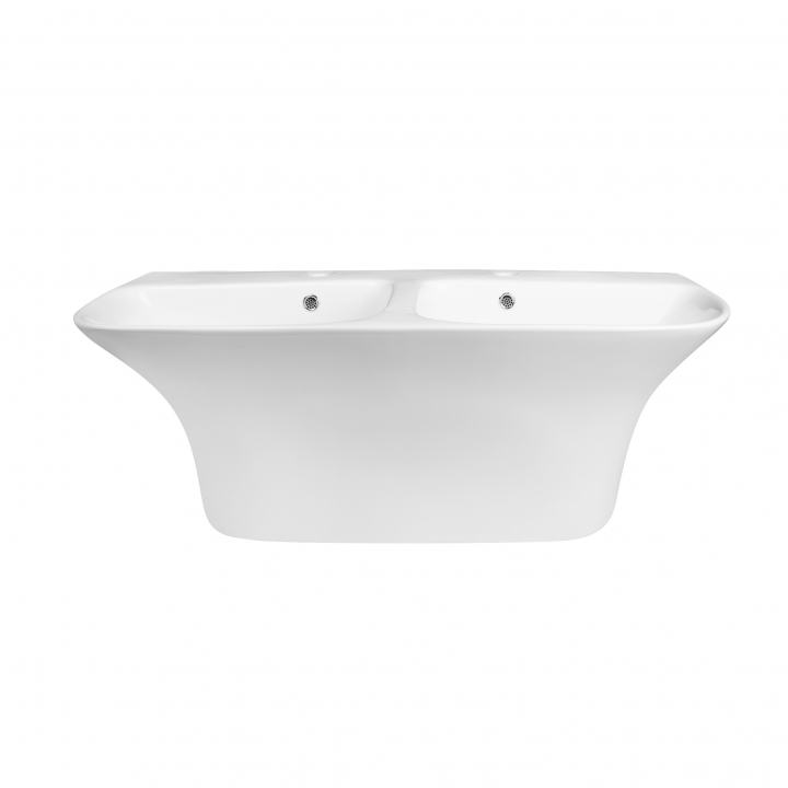 Раковина подвесная моноблок двойная Qtap Virgo 1000х410х360 White с донным клапаном QT1811G760W