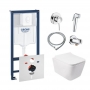 Комплект инсталляция Grohe Rapid SL 38722001 + унитаз с сиденьем Qtap Crow QT05335170W + набор для гигиенического душа со смесителем Grohe BauClassic 111048