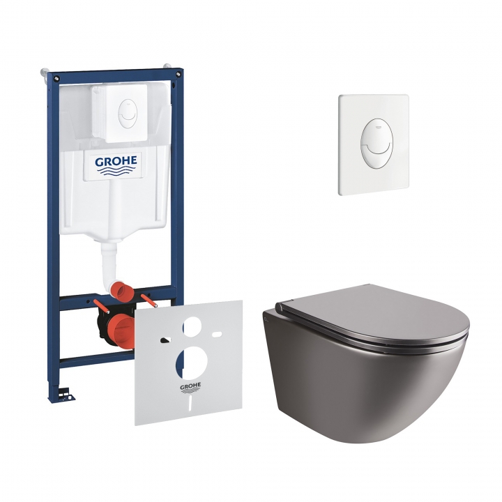 Набор инсталляция 4 в 1 Grohe Rapid SL 38722001 + унитаз с сиденьем Qtap Robin QT1333046ENRMB