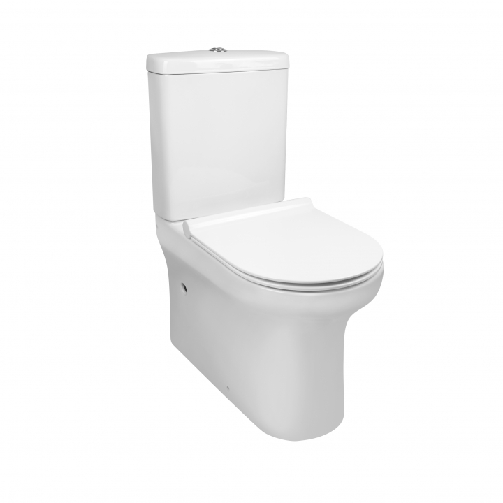 Унитаз-компакт Qtap Aquarius безободковый с сиденьем Soft-close QT2122C665PW