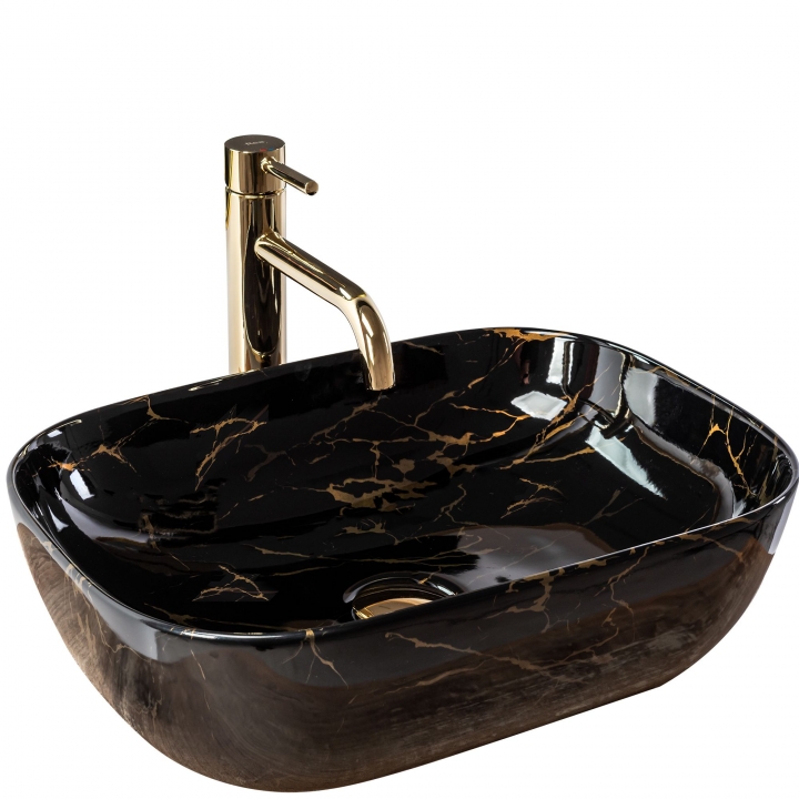 Умывальник (раковина) REA BELINDA BLACK MARBLE SHINY накладной черный