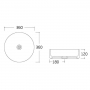 Умывальник 36*36*12см накладной керамический круглый, черно-белый