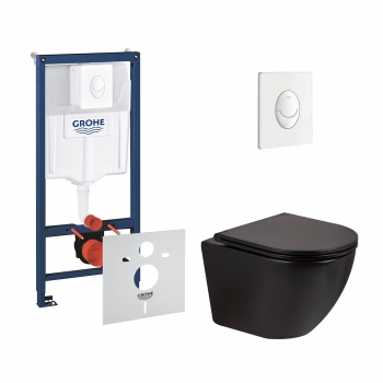 Набор инсталляция 4 в 1 Grohe Rapid SL 38722001 + унитаз с сиденьем Qtap Robin QT1333046ERMB