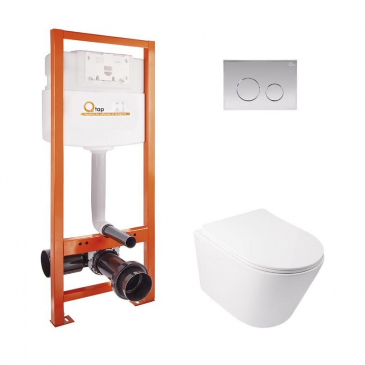 Набор Qtap инсталляция Nest QTNESTM425M11SAT + унитаз с сиденьем Swan QT16335178W