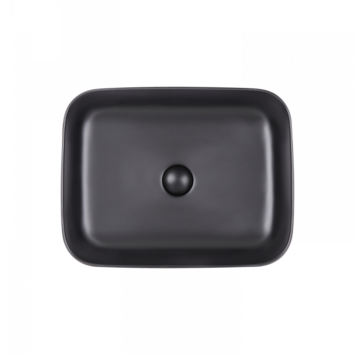 Раковина-чаша Qtap Tern 500x390x140 Matt black с донным клапаном QT172195MBMB