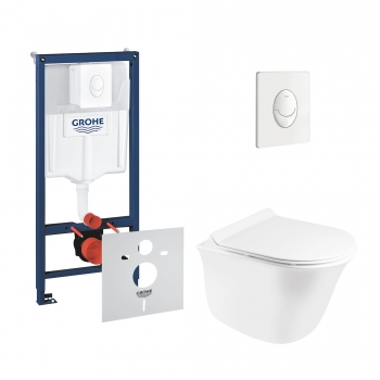 Набор инсталляция 4 в 1 Grohe Rapid SL 38722001 + унитаз с сиденьем Qtap QtapVirgo QT1833051ERW