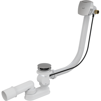 Сифон для ванны Alca Plast A565CRM1, с напуском воды через перелив для ванн с толстыми стенками пластик хромированный (длина 120 см)
