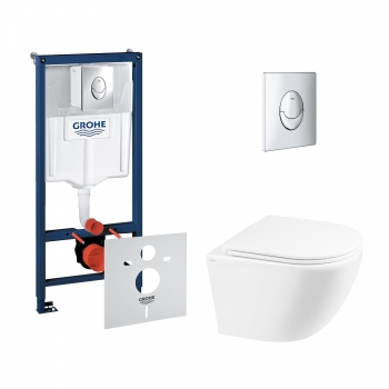 Набор инсталляция 4 в 1 Grohe Rapid SL 38721001 + унитаз с сиденьем Qtap Robin QT1333046ERW