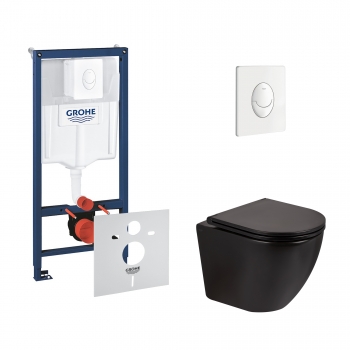 Набор инсталляция 4 в 1 Grohe Rapid SL 38722001 + унитаз с сиденьем Qtap Robin QT13332141ERMB