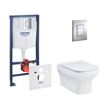 Набор инсталляция 4 в 1 Grohe Rapid SL 38772001 + унитаз с сиденьем Qtap Cardinal QT0433C660HW