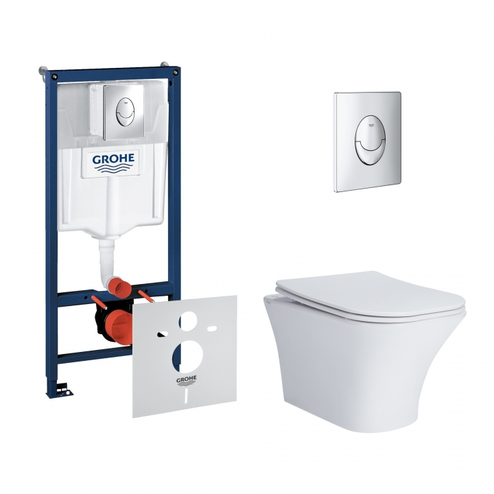 Набор инсталляция 4 в 1 Grohe Rapid SL 38721001 + унитаз с сиденьем Qtap Presto QT24332615EW