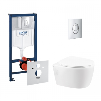 Набор инсталляция 4 в 1 Grohe Rapid SL 38721001 + унитаз с сиденьем Qtap Leo QT11331002ERW