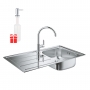 Набор Grohe мойка кухонная K200 31562SD0 + смеситель BauEdge 31367000 + дозатор для моющего средства Contemporary 40536000