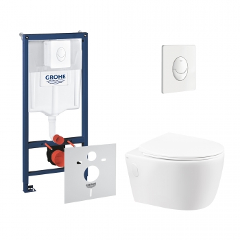 Набор инсталляция 4 в 1 Grohe Rapid SL 38722001 + унитаз с сиденьем Qtap Leo QT11331002ERW