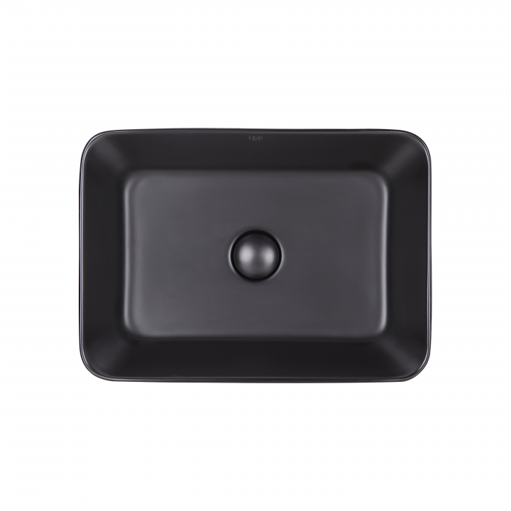 Раковина-чаша Qtap Virgo 490х350х110 Matt black с донным клапаном QT18112261MBMB
