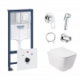 Комплект инсталляция Grohe Rapid SL 38827000 + унитаз с сиденьем Qtap Crow QT05335170W + набор для гигиенического душа со смесителем Grohe BauLoop 111042