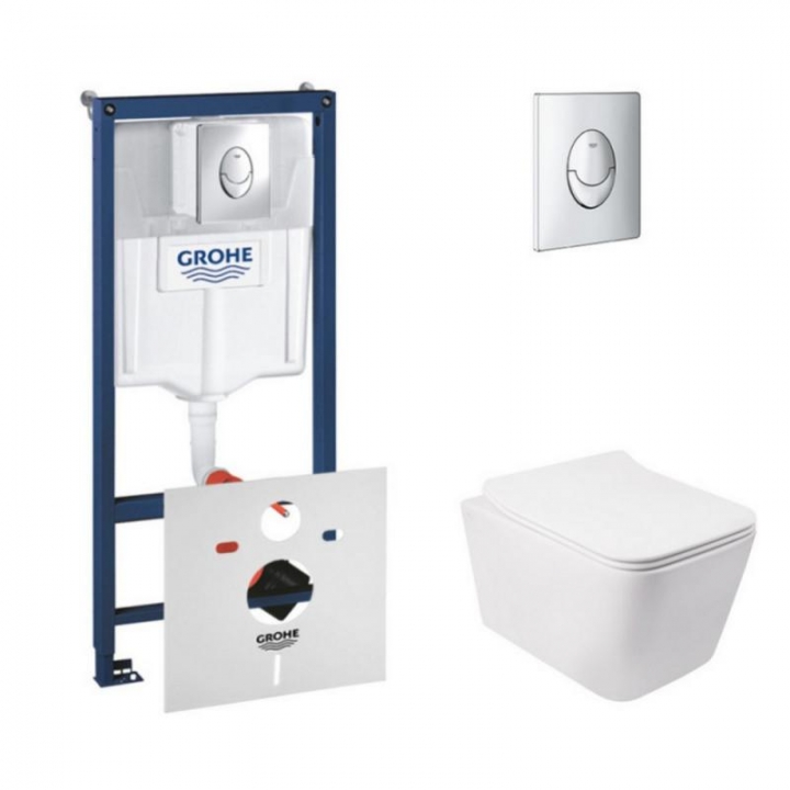 Набор инсталляция 4 в 1 Grohe Rapid SL 38721001 + унитаз с сиденьем Qtap Crow QT05335170W