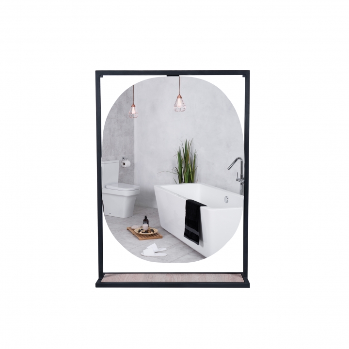 Зеркало Qtap Taurus 800х850х140 Black/Whitish oak с LED-подсветкой QT2478ZP600BWO