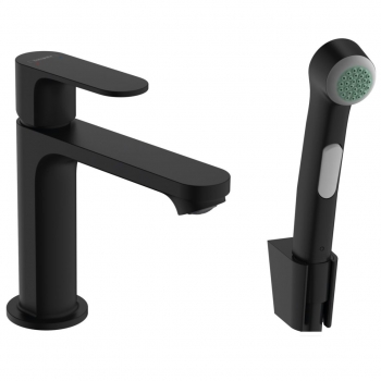 Смеситель для умывальника с гигиенической лейкой Hansgrohe Rebris S 110 Matt Black (72215670)