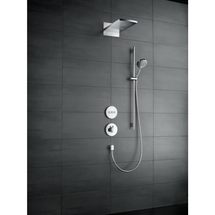 Верхний душ hansgrohe Raindance Rainfall 180 AIR 2jet, белый/хром 28433400