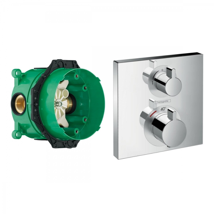 Смеситель Hansgrohe Ecostat Square (15714000)+скрытая часть IBOX 01800180 (в подарок)